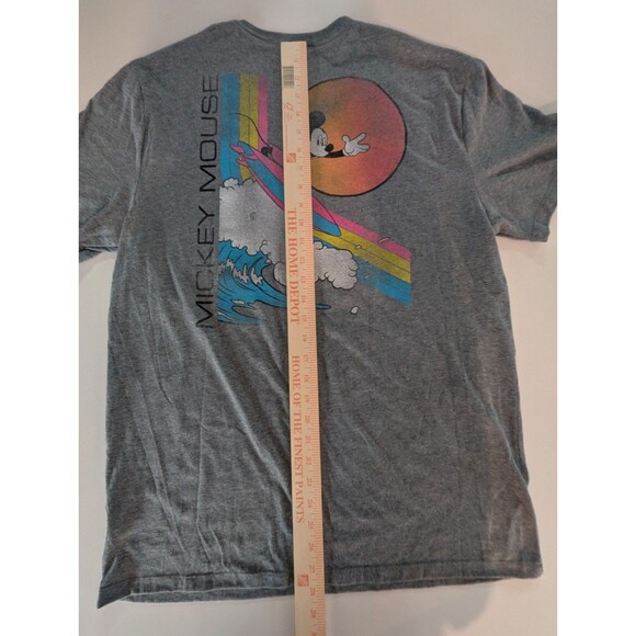Disney Old Navy Mickey Mouse Surfing T Shirt Adult Large Gray New With Tags - Picture 14 of 16
